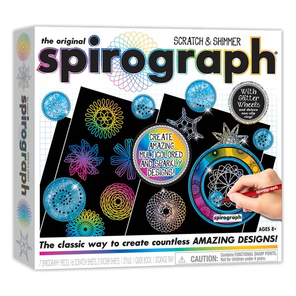 Spirograph Scratch & Shimmer – Arts and Crafts, Kids Toys, Art Supplies, Craft Supplies, Drawing Kit, Spiral Art, Classic Gear Design Kit, Magic Scratch Paper, Pen, Design Sheet Included, Ages 8+