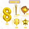 9pcs Softball Balloons, Softball Birthday Number Mylar Foil Balloon Softball Birthday Party Supplies Softball Birthday Decorations (8th)