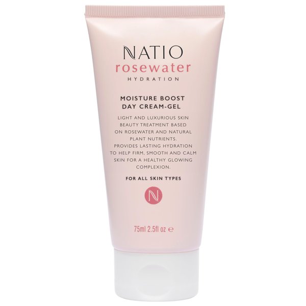 Natio Rosewater Moisture Boost Day Cream-Gel, 2.5 oz - Face Cream with Shea Butter - Face Lotion with Rosewater - Face Moisturizer for All Skin Types