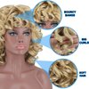 KEAT Curly Wigs for Black Women Short Big Curly Kinky Wigs for Women Afro Wavy Mixed Blonde Wig with Bangs Cute Natural Synthetic Wigs for African American Women K016BD
