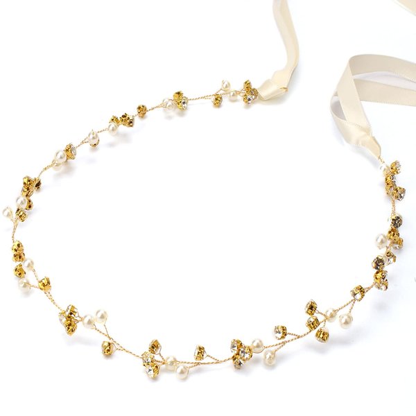 Didder Bridal Headpiece for Wedding, Gold Bridal Headband Rhinestone Wedding Headpiece for Bridal, Crystal Wedding Headband Hair Accessories for Brides Women Wedding Jewelry for Bride Bridesmaids