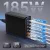 185W USB C Wall Charger, 6 Port Fast Charger Station PD GaN Charging Block Charger for iPhone 15/14/13/Compatible with MacBook Pro/Air iPad Pro,Laptop