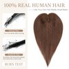 Rich Choices Human Hair Topper 12inch Hair Toppers for Women Real Human Hair #2 Dark Brown Hair Toppers for Thinning Hair Clip in Hair Topper Hand-made Silk Base More Realistic
