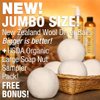 NaturOli Jumbo Wool Dryer Balls 3-Pack with Soap Nuts Sampler (23+ Loads)