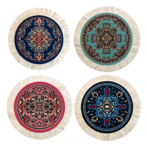 Dollhouse Rugs - Miniature Carpets for Dolls - Round - 5" - Set of 4