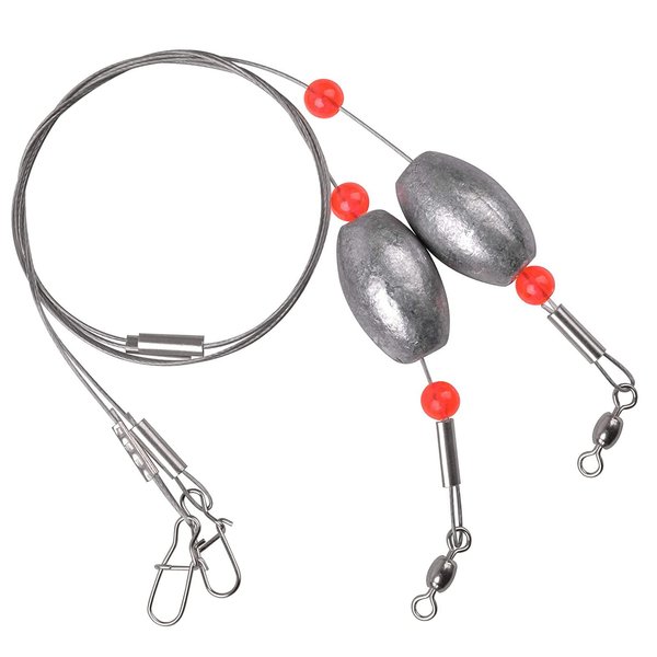 Fishing Egg Sinker Weight Rigs 6pcs Flounder Rig Saltwater Fishing Wire Leader with Egg Sinker Swivels Snap, Grouper Bottom Fishing Rigs