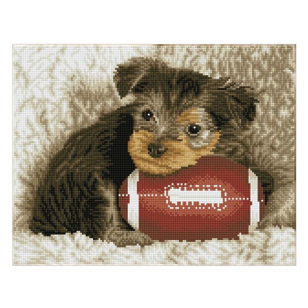 DIAMOND DOTZ ® - Footy Pup, Full Drill, Square Dotz, Diamond Art Dog, Dog Diamond Painting Kits, Diamond Art Animals, Animal Diamond Painting, Dog Diamond Art, 12.2"x16.1"