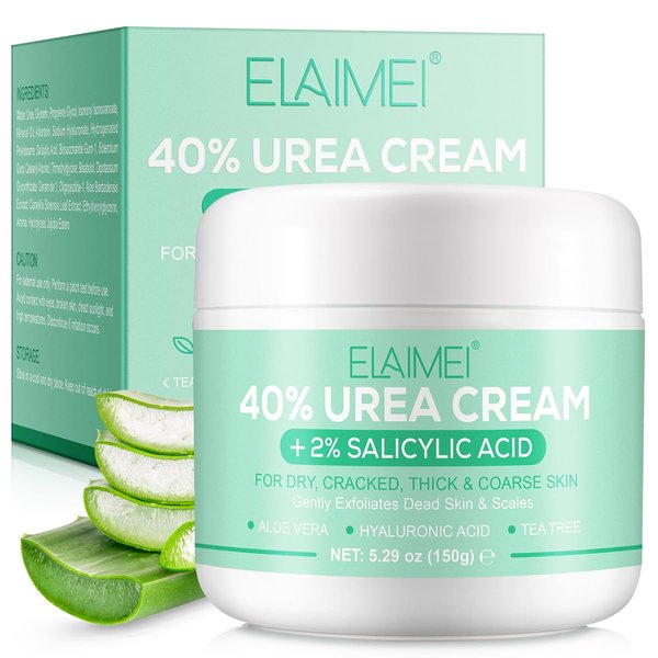 Tiuedu 40% Urea Cream + 2% Salicylic Acid for Dry Cracked, Foot Cream for Dry Cracked Feet Heels Knees Elbows Hands, Hydrating Cream for Dry Skin, Callus Remover,Feet Repair Cream