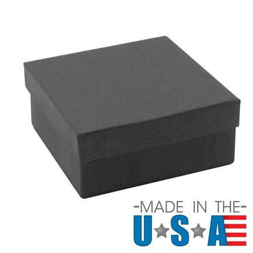 Matte Black Cotton Filled Jewelry Gift Boxes ~ Pack of 100 (3-6/10" x 3-6/10" x 2" H)