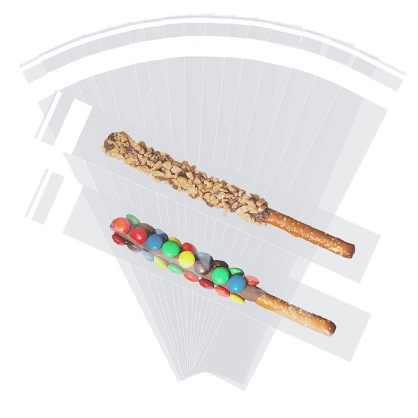 200 Pcs Pretzel Bags 2x10 Inches, Thickened Pretzel Rod Bags, Self Sealing Cellophane Bags, Pretzels Individual Bags Clear, Prezetels Sticks Bags Food Safe Bags for Chocolate, Candies, Cookies