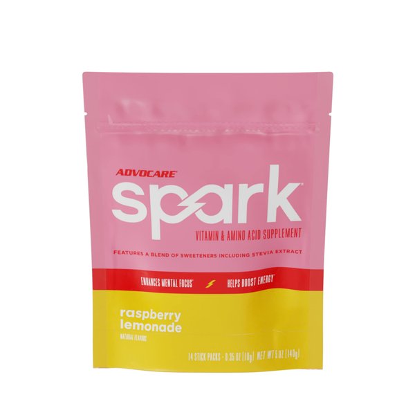 AdvoCare Spark Vitamin & Amino Acid Supplement - Focus and Energy Drink Mix with Stevia - Raspberry Lemonade - 14 Pack