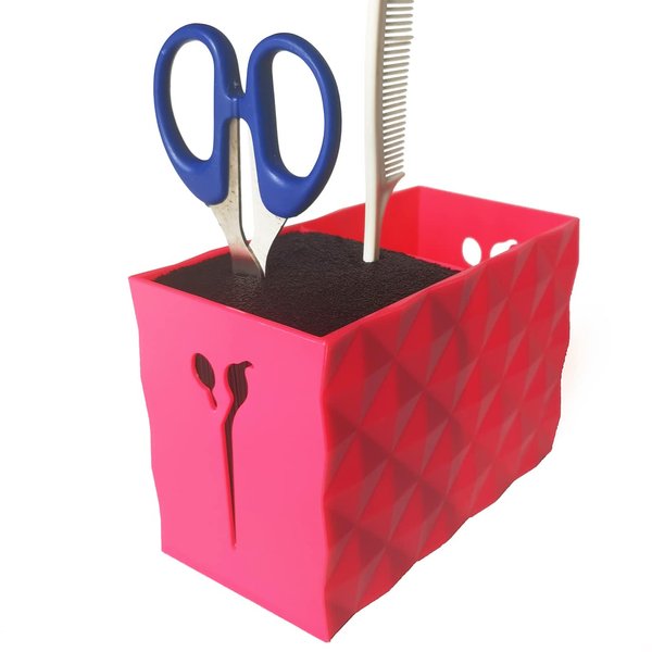 Salon Shears Rack for Hair Stylist Scissors Container for Pet Grooming Hair Cutting Organizer Storage Box Salon Shear Holder Combs Clips Brushes Hairdressing Combs Organizer (Hot Pink)
