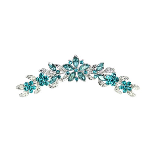 Faship Gorgeous Teal Rhinestone Crystal Floral Hair Comb