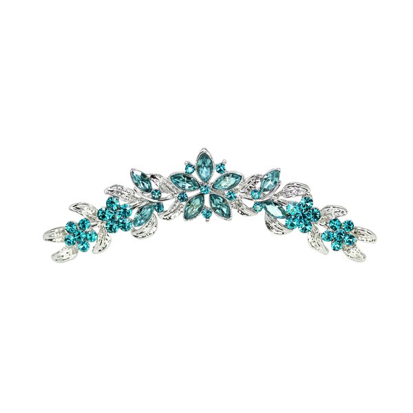 Faship Gorgeous Teal Rhinestone Crystal Floral Hair Comb
