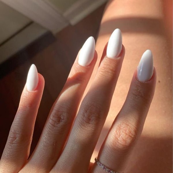 Modelones Press On Nails Shorts Almond Press On Nails with Nail Glue White Press On Nails Reusable Manicure Fake Nails Glue on Nails Set Adhesive Tabs Nail File for Women 12 Sizes 36Pcs