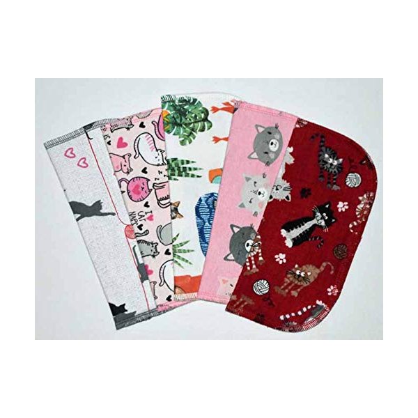 2 Ply Printed Flannel 8x8 Inches Set of 5 Little Wipes The Cats Meow