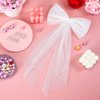 3 Pcs Bachelorette Party Decorations Bridal Pearl White Hair Bow Bridal Silver Hair Clips Letter Clip Pins for Bridal Wedding Party Favors