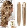 Rich Choices Claw Clip Ponytail Extension Human Hair Real Hair Ponytail Balayage Golden Brown Highlighted Bleach Blonde 18 Inch 115g One Piece Clip In Long Ponytail Hair Extension For Women #12P613