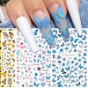 8 Sheets Blue Butterfly Nail Art Stickers Decals JMEOWIO Self Adhesive Pegatinas Uñas Blue Black Gold Butterfly Spring Summer Design Manicure Tips Nail Decoration for Women Girls