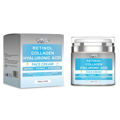 Face Moisturizer Retinol Cream with Collagen and Hyaluronic Acid | Day & Night Anti-Aging and Anti-Wrinkle Skin Barrier Hydration Cream for All Skin Types