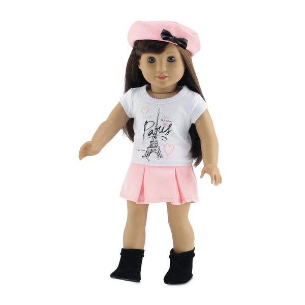 Emily Rose 18 Inch Doll Clothes Skirt Outfit, Including Matching Hat, T-Shirt Graphic Tee and Black Ankle 18" Doll Boots | Compatible with My Life As and Similar Dolls