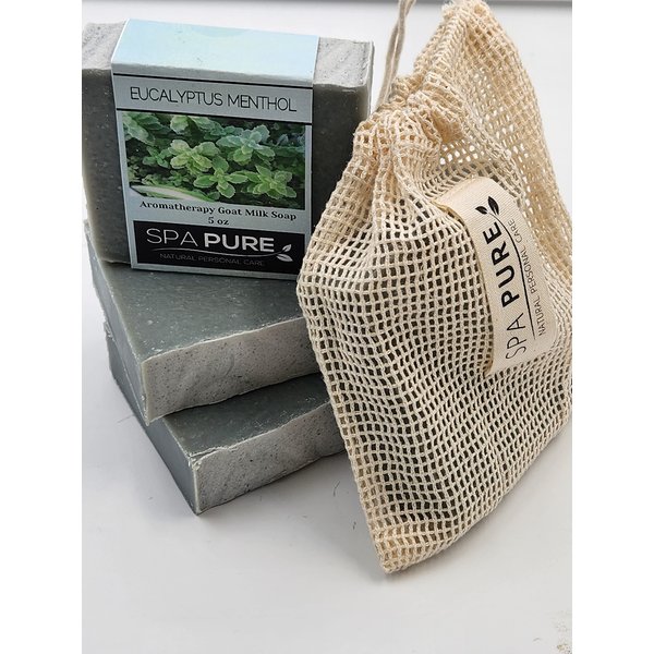 Spa Pure Aromatherapy Luxury Soap, made with plant based ingredients, essential oils, all natural, 4.5 oz each (Eucalyptus Menthol)