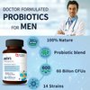 NATURE TARGET Probiotics for Men with Men Care Supplement, Prebiotics & Probiotic for Men's Digestive and Immune Health,60 Billion CFUs & 14 Strains Shelf Stable, Gluten & Soy Free (90 Tablets)