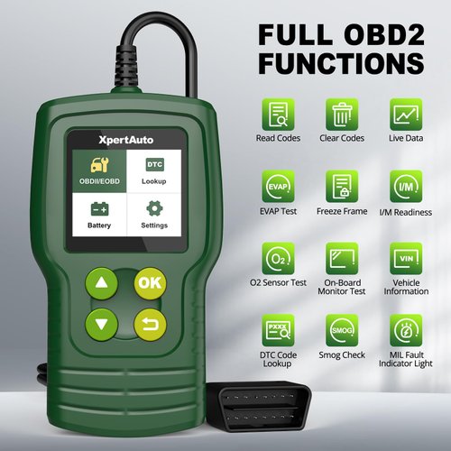XpertAuto C302 OBD2 Scanner Code Reader for Car Check Engine, Automotive CAN Diagnostic Tool, Read and Erase Fault Codes, Check Emission Status, Universal for All OBD II Protocol Cars After 1996