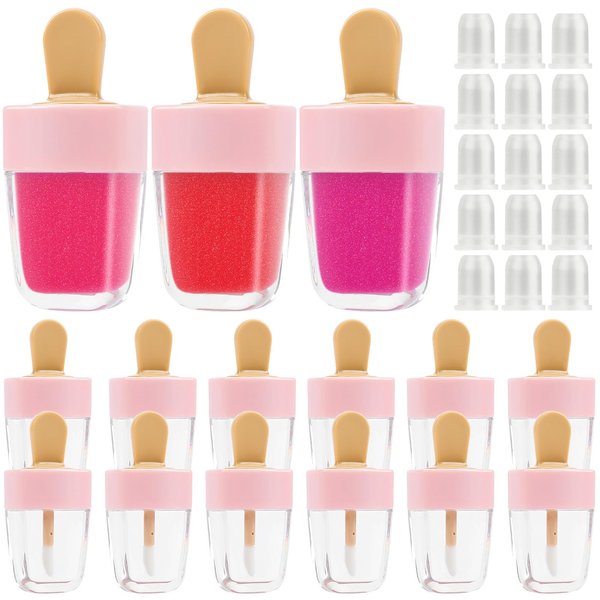 Pineraap 20 Pcs Lip Gloss Tubes Containers Cute Ice Cream Shape Empty Lipgloss Tubes Refillable Lip Balm Container Travel Portable Lipstick Tubes Lip Glaze Vials Bottles for Women DIY Cosmetic Samples