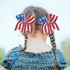 4th of July Cheer Bows Fourth of July Accessories Patriotic Red White and Blue Bow Hair Accessories Memorial Day Hair Bow Hair Scrunchies for Women Flag Design Accessories Party Supplies 1Pcs
