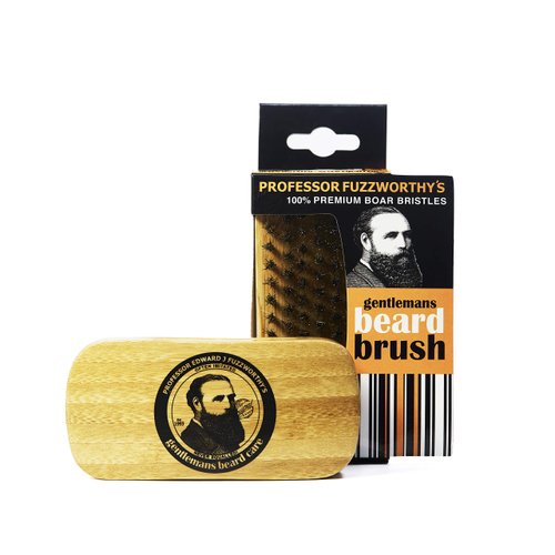 Professor Fuzzworthy's DELUXE Beard Brush 100% Boar Bristle | Mens Best Easy Beard Grooming Tool for a Fluffy Soft Beard - Promotes Beard Growth - Natural Bamboo Wood Handle