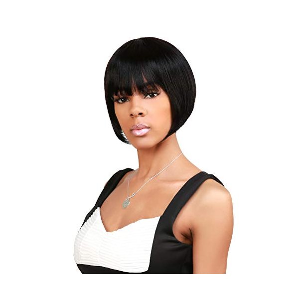 INSTANT FAB Short Human Hair Wigs Pixie Cut Wigs with Bangs for Black Women Short Wedge Pixie Hairstyles Wig Layered Non Lace Front Wigs - Tourmaline (NATURAL)