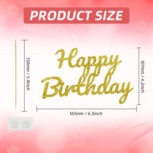 BEISHIDA Happy Birthday Cake Topper, Gold Glitter Birthday Cake Decoration Birthday Decorations for Men Women Birthday Party Decorations for Party Supplies