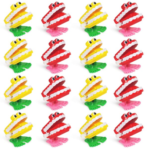16 Pack Wind Up Teeth Walking Babbling Teeth Chattering Teeth for Party Favors Supplies Props for Halloween Gag Shows