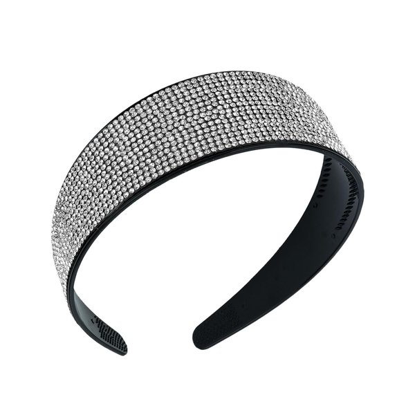 Amariver Silver Rhinestone Headbands Sparkly Glitter Hair Band for Women Shiny Crystal Headband Fashion Wide Diamonds Head band Bling Jeweled Headband Stylish Hair Accessories for Women Girls
