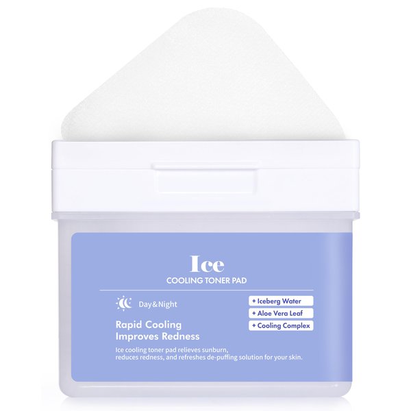 DERMAL Ice Cooling Toner Pad - Korean Soothing & Hydrating Toner Pads with Aloe Vera - After Suncare, Sunburn Relief, Redness Relief - Vegan Square Pads - High Capacity, 120 Pads