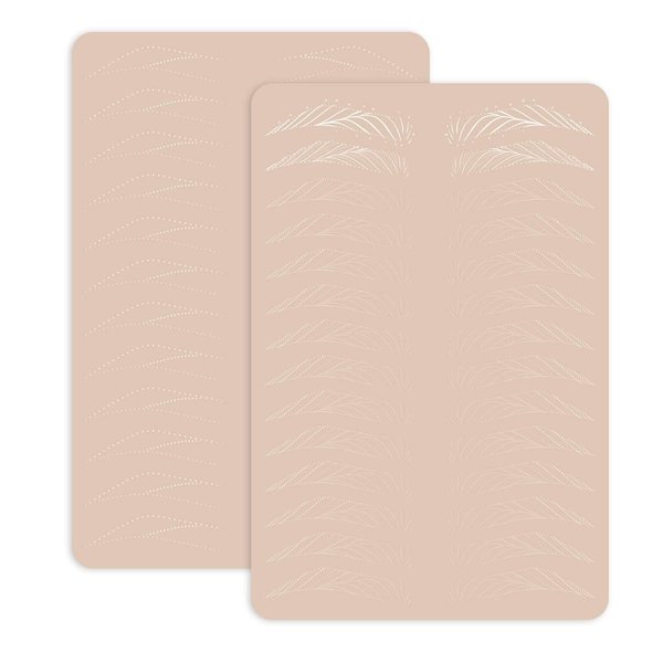 3 pcs Pink Microblading Hairstroke Practice Skin Hair strokes Pattern Pre-printed Silicone Practice Pad Permanent Makeup Eyebrow Tattoo Latex (Version 1)