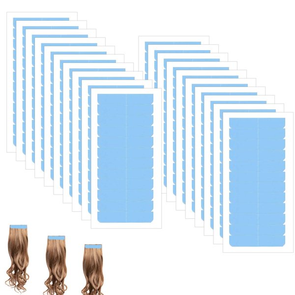 NQEUEPN 240pcs/20 Sheets Hair Extension Tape, Hair Replacement Adhesive Tape Double Sided Hair Extension Tabs Tape in Tape Human Hair Wig Tape Beauty Tools for Hair Extensions(Blue)