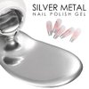 Metallic Painting Nail Gel,Silver & Gold Painted Gel Nail Polish,Mirror Nail Gel Polish 3D Metal Painting Gel for Nails,Chrome Nail Polish Super Glossy Soak off UV/LED DIY Nail Gel Kit (2PCS)