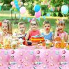 51 Pcs Outer Space Girls 2nd Birthday Party Supplies Two The Moon Birthday Decorations Tableware Includes Table Cloth, Plates, Napkins, Forks for Pink Space Two Years Old Birthday Party Decorations