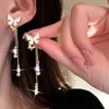 Sttiafay Vintage Crystal Butterfly Earrings Long Rhinestone Dangle Earrings Gold Chain Tassel Earrings Cz Butterfly Stud Earrings Jewelry for Women and Girls