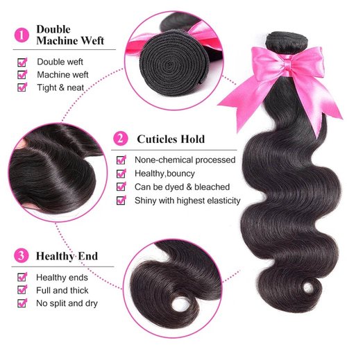 ISEE Hair 8A Unprocessed Brazilian Virgin Body Wave Human Hair One Bundles 100% Unprocessed Human Hair Extensions Natural Black (18'')