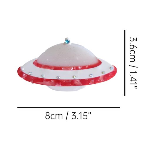 Alien Ship Hair Clip,Acetate Claw Clips,Hair Clips for Women,Red