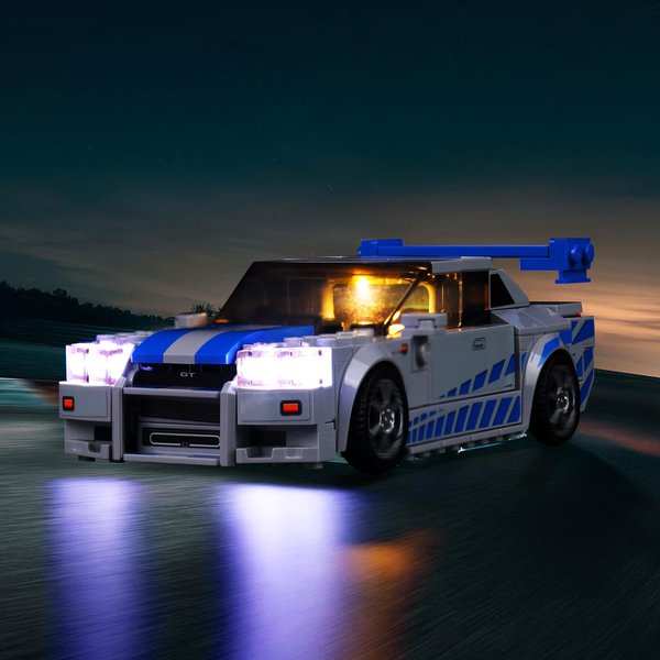 Upgraded Light Kit Compatible with Lego Speed Champions 2 Fast 2 Furious Nissan Skyline GT-R (R34) Race Car Toy Model Building Kit, Compatible with Lego 76917 (Model Not Included)
