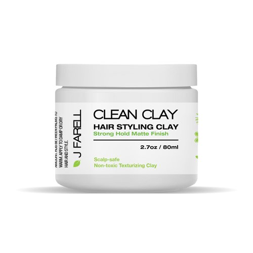 J FARELL Clean Clay - Organic Hair Styling Clay, Fungal Acne Safe Seborrheic Dermatitis Safe, All Natural Hair Clay Pomade, Strong Hold Matte Finish (2.7 oz), Black