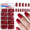 Bellelfin Coffin Press on Nails Short, 240Pcs Ballerina Red Fake Nails Kit Full Cover Acrylic Press on Nail with Glue Glossy Coffin Nails Press on False Nails for Women Girls Fingernails Artificial