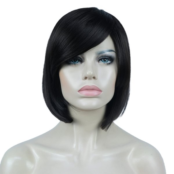 Aimole 8" Short Straight Bob Wigs with Cute Bangs Women Hair Natural Synthetic Wig(4 Dark Brown)