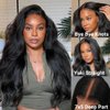 KLAIYI Bye Bye Knots Glueless Wig Yaki Straight 7x5 Pre Cut Lace Front Wigs Human Hair Put On and Go Wigs for Beginners Pre Bleached Pre Plucked No Glue 30S Easy to Wear Kinky Wigs for Women 22Inch