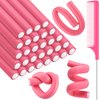 Syhood 30 Pieces Flexible Curling Rods Twist Foam Hair Rollers Soft Foam No Heat Hair Rods Rollers and 1 Steel Pintail Comb Rat Tail Comb for Women Long Short Hair(9.45 x 0.55 Inch,Rose Pink)