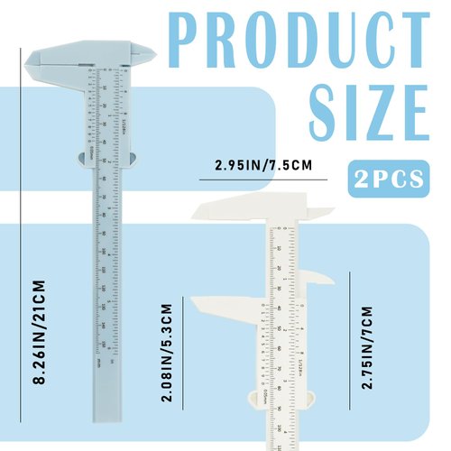 2PCS Vernier Caliper, Plastic Eyebrow Permanent Makeup Ruler, Waterproof Measuring Tool for Inside, Outside, Depth and Step Measurements